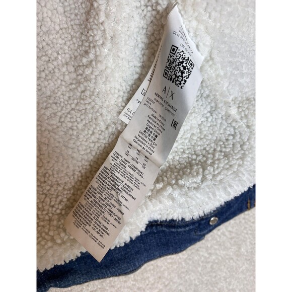 A/X Armani Exchange Denim Jacket Sherpa Lined Trucker Teen Size 14A 166cm - Picture 4 of 10